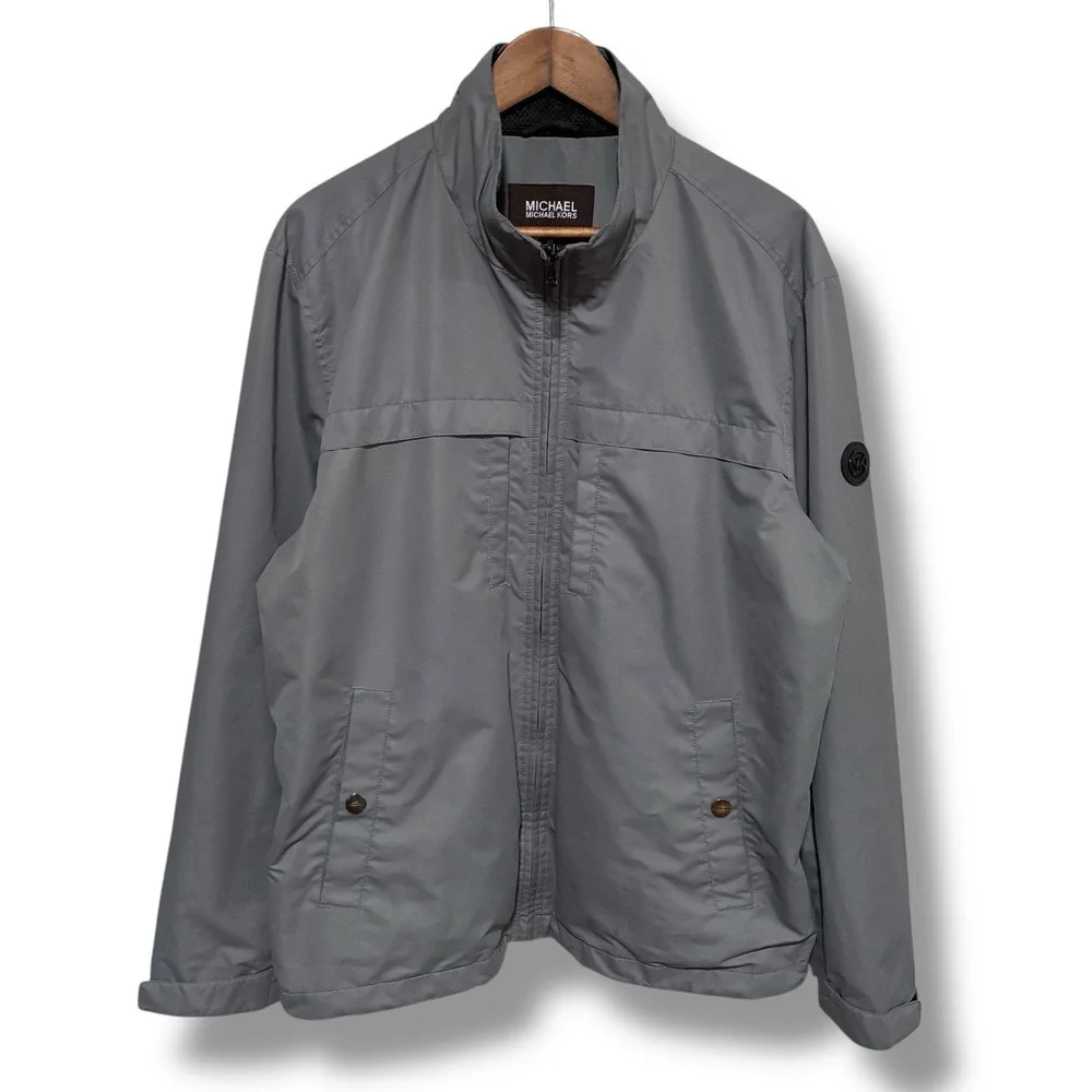 Michael Kors Men's Zip Up Windbreaker‎ Track Jacket Gray Size XL 25 x 28